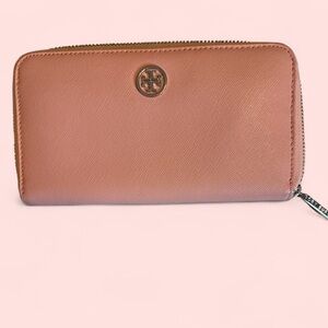 Tory Burch Robinson Zip Continental Wallet- Dusty Pink EUC